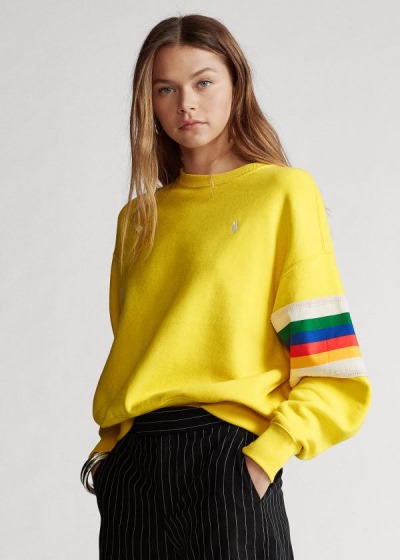 Polo Ralph Lauren Rainbow-Trim Fleece Sweatshirt Dame Danmark (YJXSG5168)